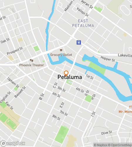 Map of scavenger hunt walking tour for Petaluma Prowl & Pounce Adventure