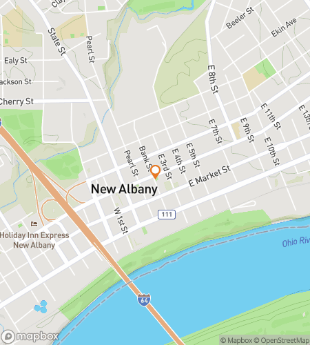 Map of scavenger hunt walking tour for New Albany’s Nifty Navigators