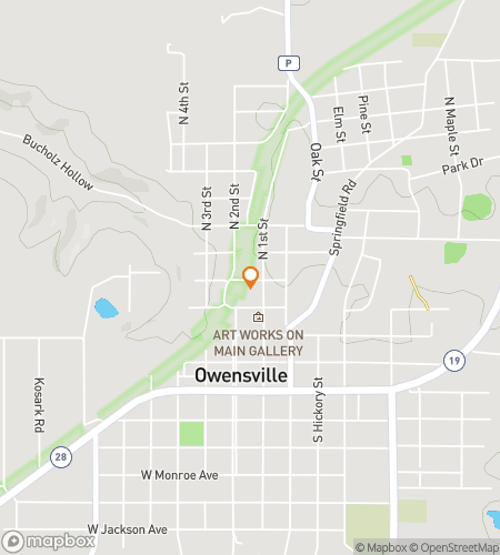 Map of scavenger hunt walking tour for Owensville‘s Downtown Dazzle Hunt