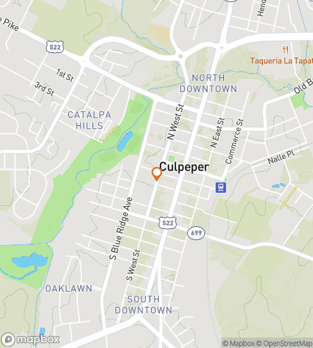 Map of scavenger hunt walking tour for Culpeper‘s Cunning Caper Hunt