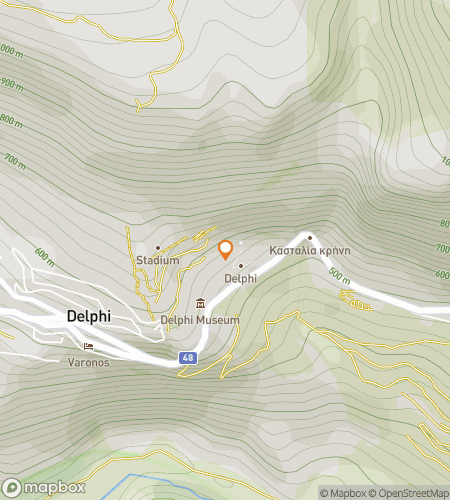 Map of scavenger hunt walking tour for Delphi‘s Divine Downtown Dash