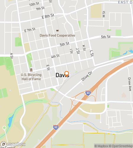 Map of scavenger hunt walking tour for Downtown Davis Doozy Dash