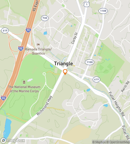 Map of scavenger hunt walking tour for Quantico Quest: Marine Marvels Hunt