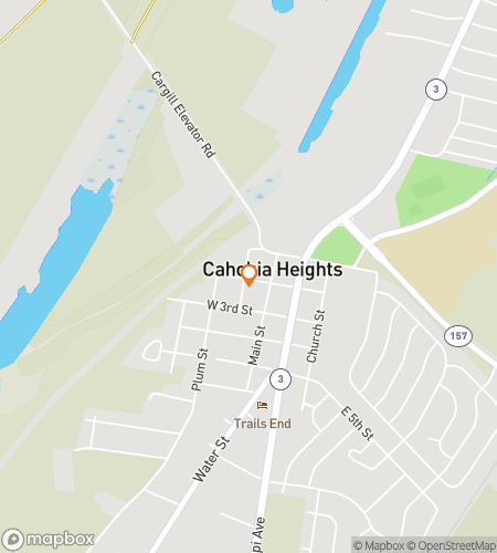 Map of scavenger hunt walking tour for Cahokia‘s Curious Quest