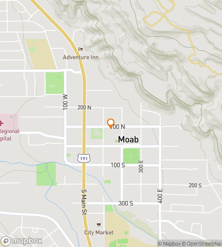 Map of scavenger hunt walking tour for Magical Moab 