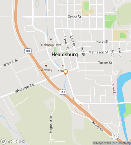 Map of scavenger hunt walking tour for Sip Happens: Exploring Healdsburg