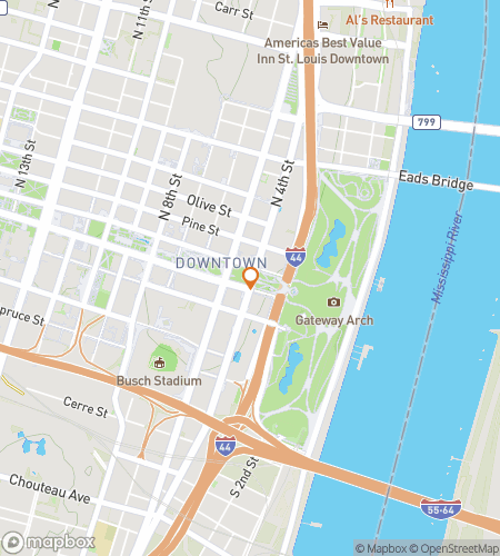 Map of scavenger hunt walking tour for St. Louis Showdown Scavenger Hunt