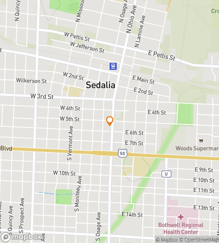 Map of scavenger hunt walking tour for Sedalia‘s Dazzling Downtown Dash