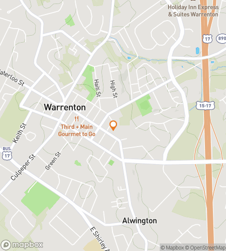 Map of scavenger hunt walking tour for Warrenton Whimsical Wander