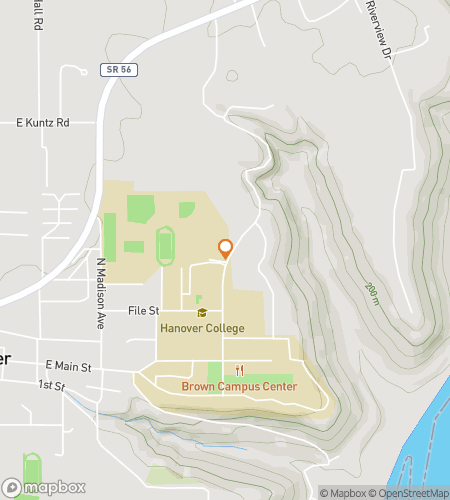 Map of scavenger hunt walking tour for Pawprints to Puzzles: Hanover College Sleuths