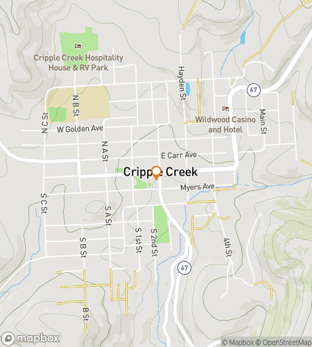 Map of scavenger hunt walking tour for The Cripple Creek Chronicles