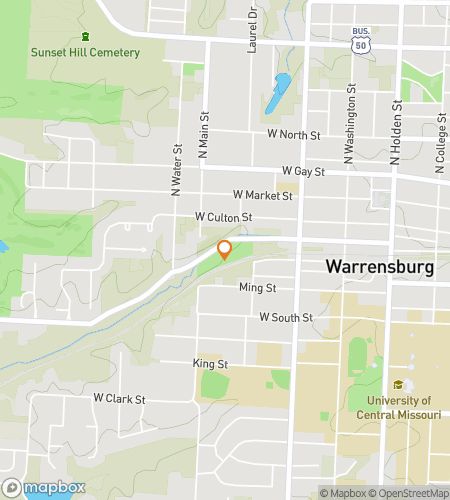 Map of scavenger hunt walking tour for Warrensburg Whimsical Wonders Hunt