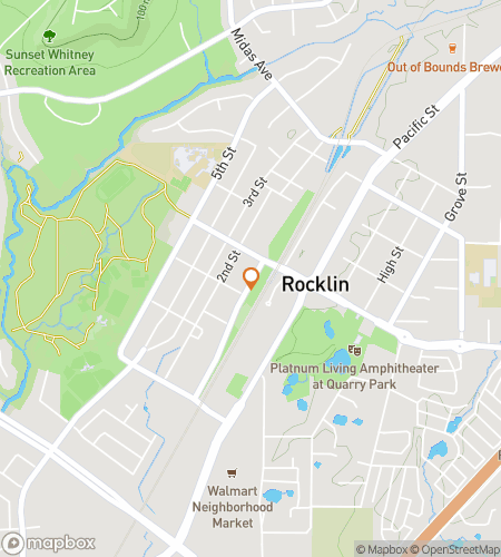 Map of scavenger hunt walking tour for Rocklin Riddles & Revelry Hunt