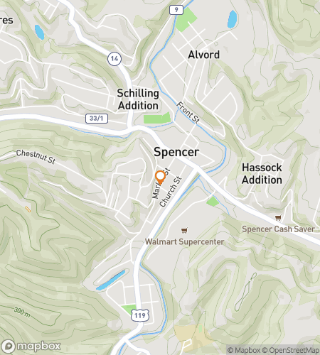 Map of scavenger hunt walking tour for Spencer‘s Spirited Scavenger Sprint