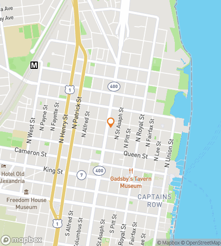 Map of scavenger hunt walking tour for Downtown Alexandria Ghost Tour