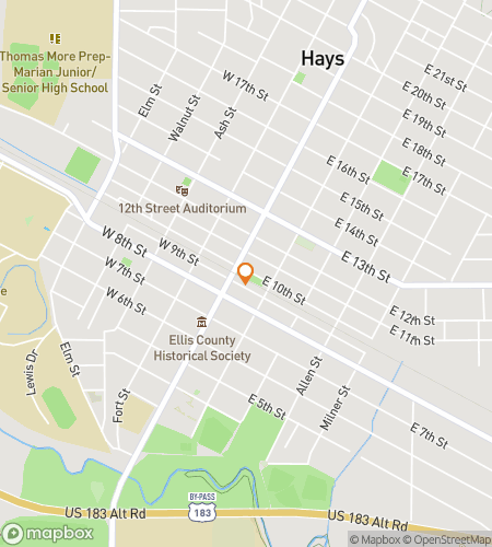 Map of scavenger hunt walking tour for Historical Downtown Hays Hysteria Hunt