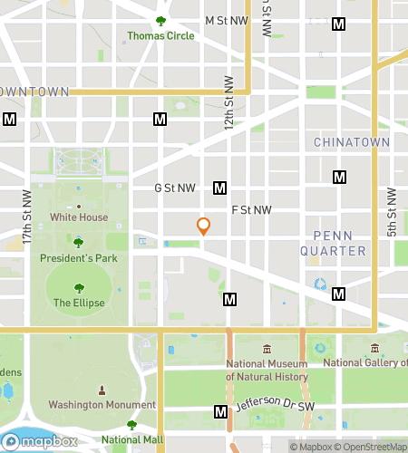 Washington D.C:n kulttuuriaarteiden aarteenmetsästyskierroksen kartta