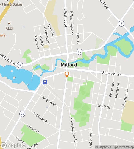 Map of scavenger hunt walking tour for The Milford Time Chase