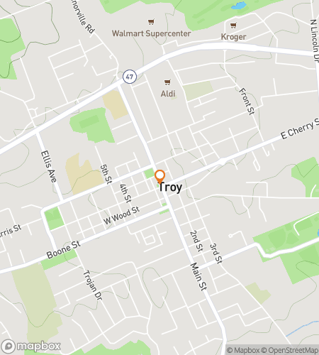 Kartta kaupunkiseikkailukävelykierrokselle Trojan Trinkets & Downtown Dazzle Hunt -seikkailuun