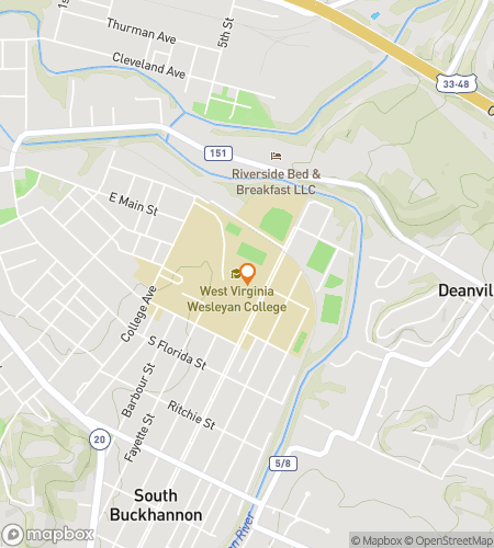 Map of scavenger hunt walking tour for West Virginia Wesleyan College Hunt