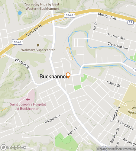 Mapa prohlídky s honbou za pokladem pro Buckhannon Berry Bountiful Hunt