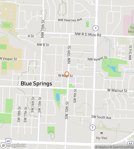 Map of scavenger hunt walking tour for Feeling Blue? Not Today: The Bright Blue Springs Hunt