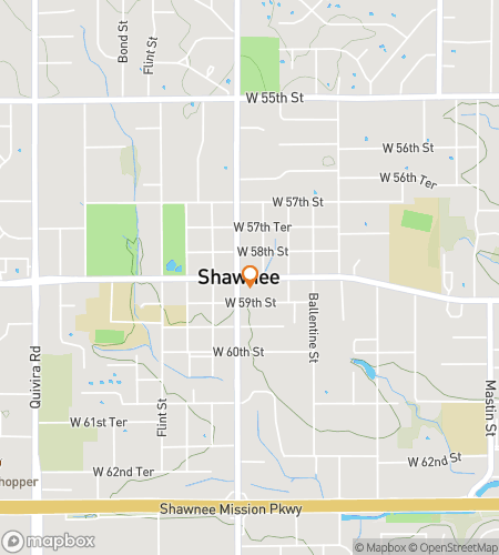 Map of scavenger hunt walking tour for Hidden Shawnee: Creekside Trails & City Finds