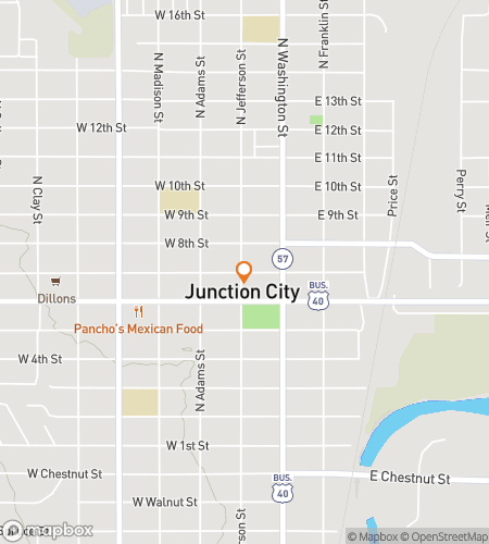 Mapa pěšího lovu keškám pro Junction City scavenger hunt