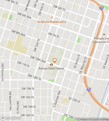 Map of scavenger hunt walking tour for Topeka Citys Top Sights