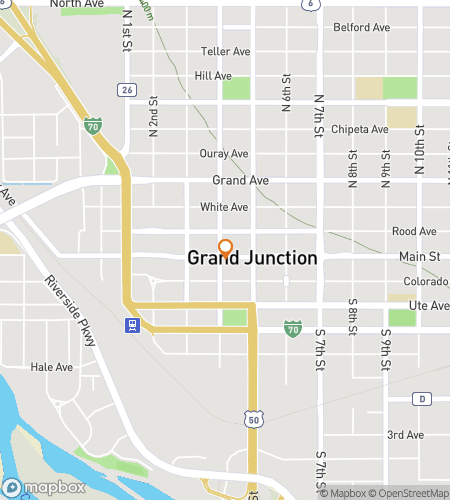 Map of scavenger hunt walking tour for Grand Junction Colorado Bar Hunt