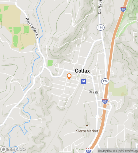 Map of scavenger hunt walking tour for Colfax Gold Rush Riddles