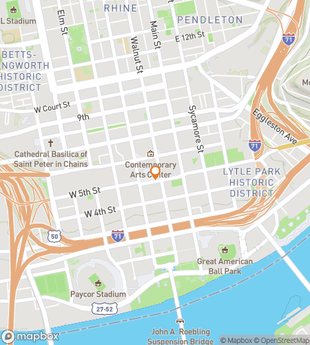 Térkép a "Cincinnatis Mural Insanities!" kincskereső gyalogostúráról