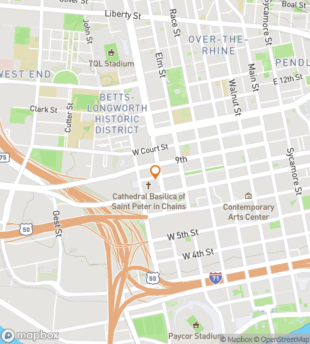 Map of scavenger hunt walking tour for Cincy's Grand City Sights