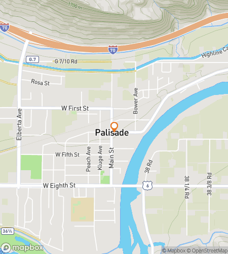 Map of scavenger hunt walking tour for Palisade Peachy Keen