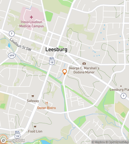 Map of scavenger hunt walking tour for Leesburg Virginia Bar Hunt