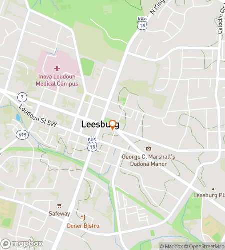 Map of scavenger hunt walking tour for Echoes of Old Leesburg Hunt