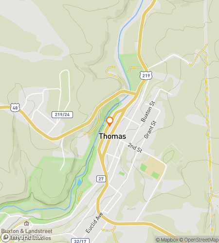 Térkép a kincsvadász sétaturáról a Downtown Thomas Treasure Trek-hez