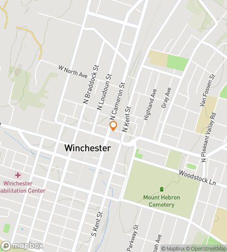 Map of scavenger hunt walking tour for Winchester Virginia Bar Hunt