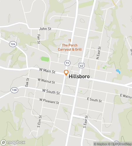 Map of scavenger hunt walking tour for Hillsboro Ohio Scavenger Hunt