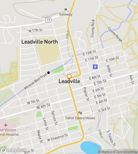 Kart over skattejakt vandretur for Lead the Way-ville&colon; The Historic Leadville Chase