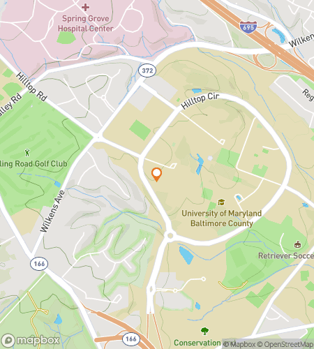 Map of scavenger hunt walking tour for Clue Retrievers: UMBC Edition