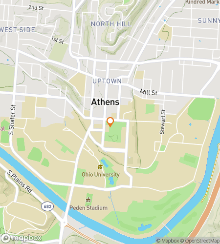 Map of scavenger hunt walking tour for Bobcat Quest: Athens Edition