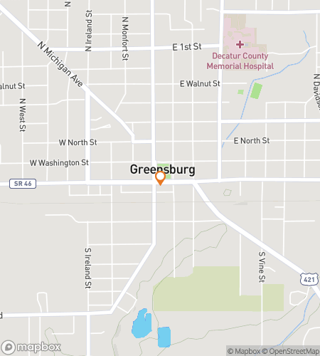 Map of scavenger hunt walking tour for Greensburg Glee Galore Hunt