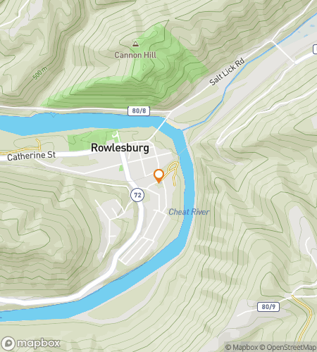 Map of scavenger hunt walking tour for Rowlesburgs Rambunctious Scavenger Hunt