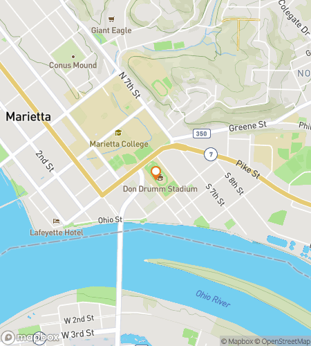 Map of scavenger hunt walking tour for Marietta College Hunt