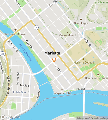 Map of scavenger hunt walking tour for Unlock the Heart of Marietta