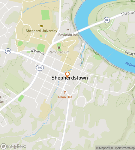 Map of scavenger hunt walking tour for Shepherdstown Shenanigans Scavenger Hunt