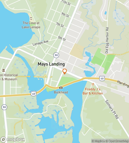 Map of scavenger hunt walking tour for Mays Landing Mischief Hunt