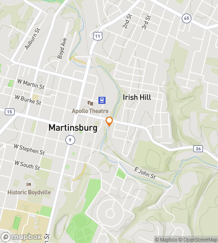 Map of scavenger hunt walking tour for Martinsburg‘s Marvelous Mystery Hunt