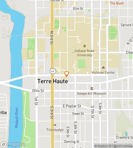 Map of scavenger hunt walking tour for Terre Haute‘s Downtown Dash & Treasure Thrills